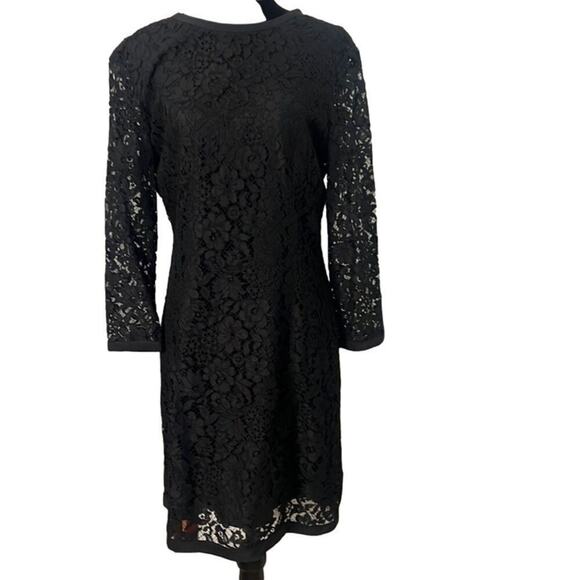 JOSEPH GEORGIA LACE PATTERN SILK BLACK‎ MINI DRESS SIZE F44 US 12 - Picture 1 of 13